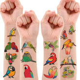 8 Sheets (96PCS) Parrot Bird Temporary Tattoo Stickers Tropical Themed Birthday Party Decorations Supplies Favors For Kids Boys Girls Gifts Classroom School Prizes Rewards